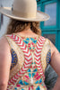 This dress is entirely hand beaded, featuring exquisite hand embroidery on a georgette fabric with artisanal glass beads in magenta, turquoise and navy hues.
Hand embroidered, hand beaded, limited edition vogue italy dress, spring cocktail homecoming dress.