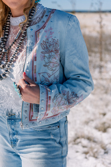 The California Dreamin': Embroidered Denim Jacket
