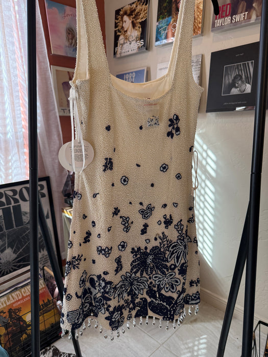 Staud Beaded Dress Blue Toile