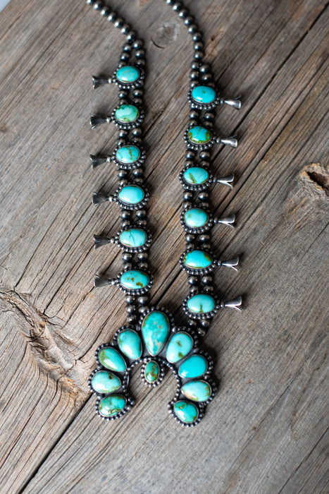The Lupine: Sonoran Gold Turquoise Squash Blossom Necklace