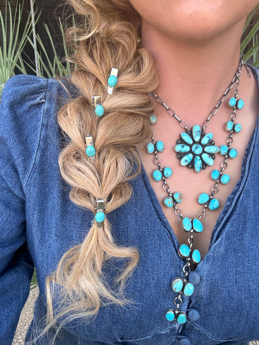 The Round Top: Turquoise Hair Clip Set
