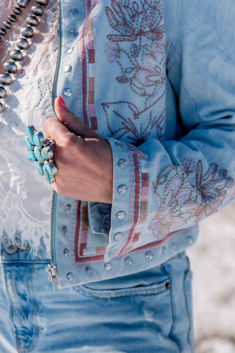 The California Dreamin': Embroidered Denim Jacket