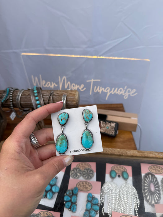 Two Stone Turquoise Earrings