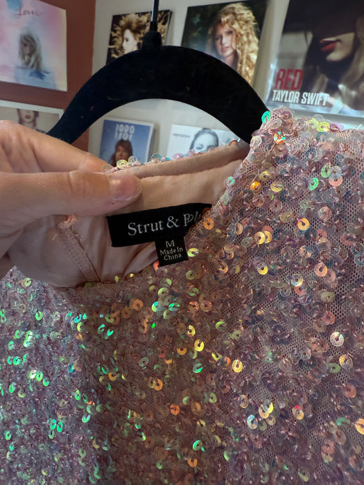 Pink iridescent sequin top