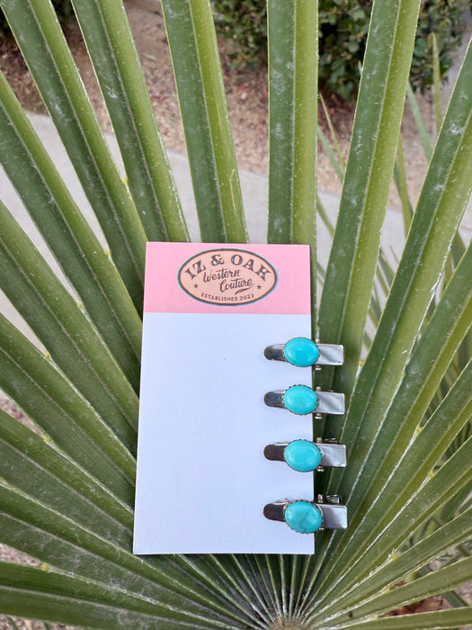 The Round Top: Turquoise Hair Clip Set
