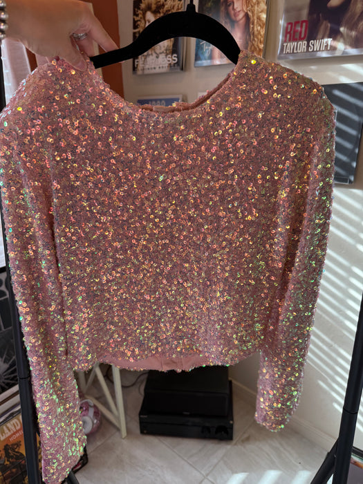 Pink iridescent sequin top