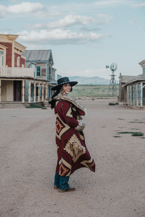 The Caldwell: Tasha Polizzi Mollie Blanket Coat in Burgundy