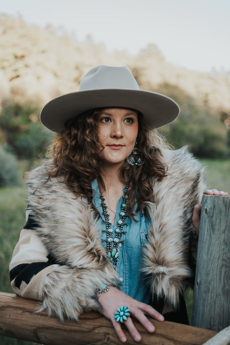The Dallas: Tasha Polizzi Liberty Blanket Coat in Black and Cream