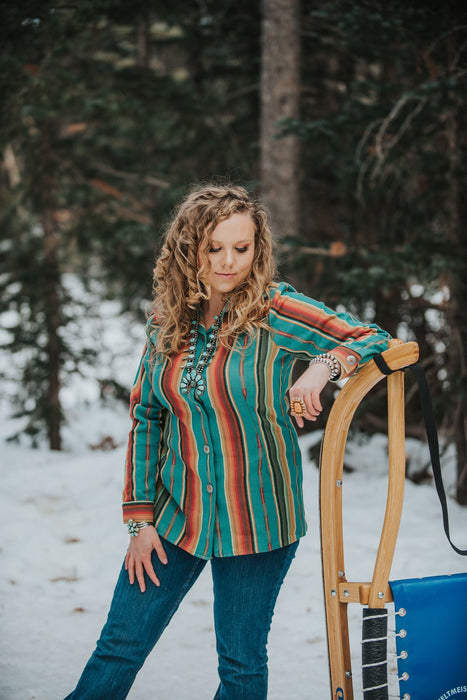 Turquoise Pueblo Button Down