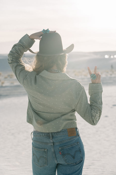 The Sage Embroidered Green Button Down