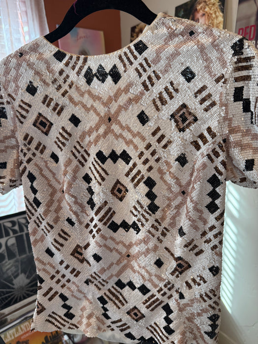 La Fuori Solid Sequin Top