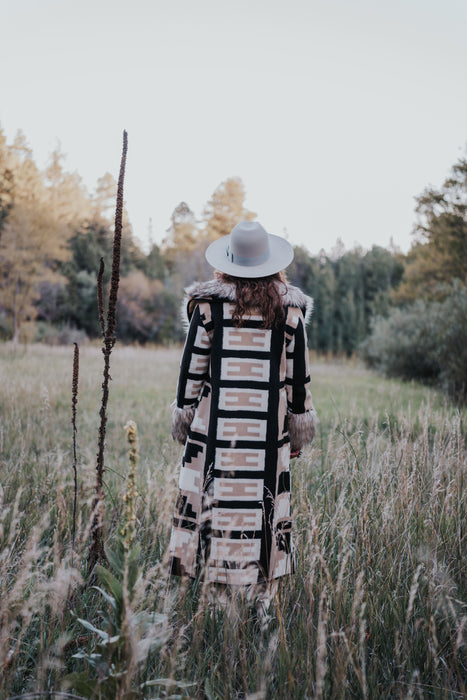 The Dallas: Tasha Polizzi Liberty Blanket Coat in Black and Cream