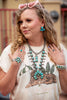 The Lupine: Sonoran Gold Turquoise Squash Blossom Necklace
