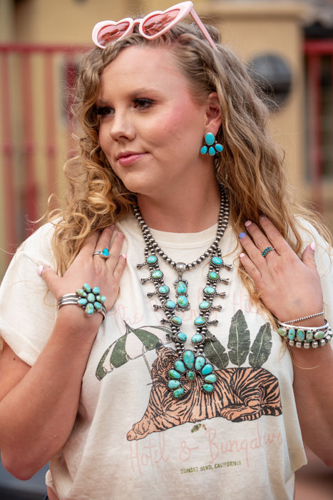 The Lupine: Sonoran Gold Turquoise Squash Blossom Necklace