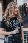 Vegas Nights + Rodeo Lights: The NFR Collection.  Chase whiskey, not cowboys black graphic tee. ALI DEE brand.