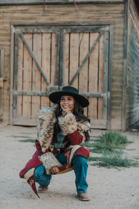 The Caldwell: Tasha Polizzi Mollie Blanket Coat in Burgundy