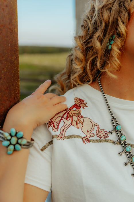 The Panhandle Embroidered Western Yoke Tee