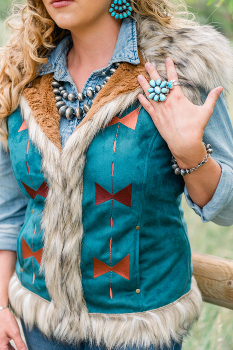 The Aspen: Tasha Polizzi Chateau Vest Teal