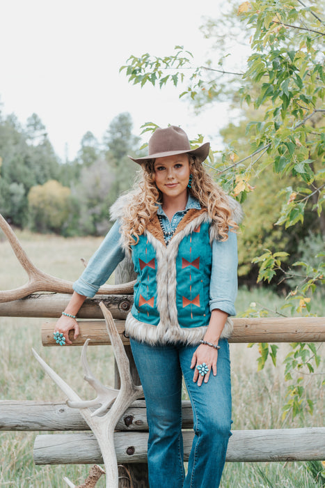 The Aspen: Tasha Polizzi Chateau Vest Teal