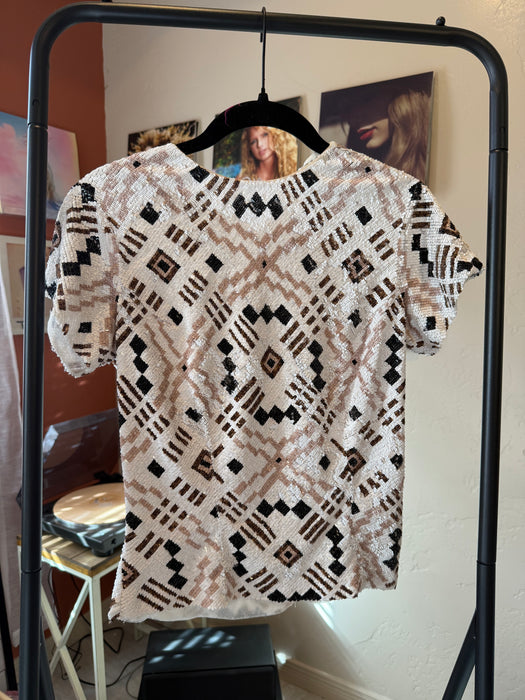 La Fuori Solid Sequin Top