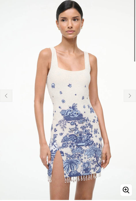 Staud Beaded Dress Blue Toile