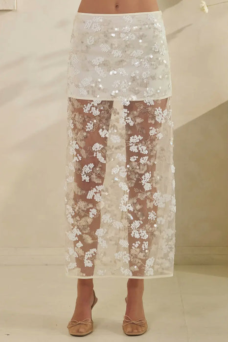 The Camellia: Floral Sequin Skirt