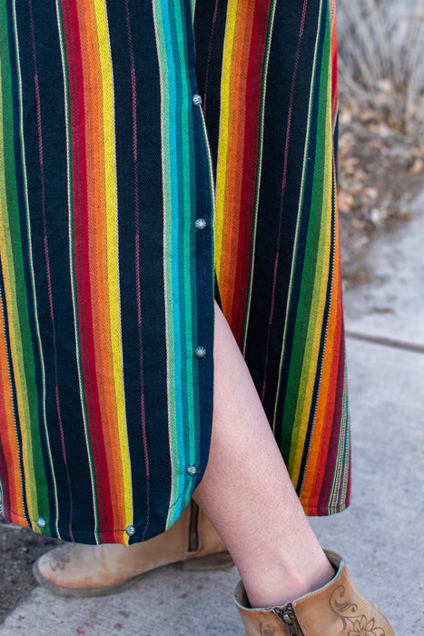 Silverado Apparel skirt. Serape skirt by Silverado Apparel. Black serape. Handmade in Texas. Silverado Apparel as featured in Cowgirl Magazine. Silverado clothing. Silverado clothing for sale. Santa Fe style skirt.