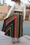 Silverado Apparel skirt. Serape skirt by Silverado Apparel. Black serape. Handmade in Texas. Silverado Apparel as featured in Cowgirl Magazine. Silverado clothing. Silverado clothing for sale. Santa Fe style skirt.