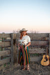 Silverado Apparel skirt. Serape skirt by Silverado Apparel. Black serape. Handmade in Texas. Silverado Apparel as featured in Cowgirl Magazine. Silverado clothing. Silverado clothing for sale. Santa Fe style skirt.